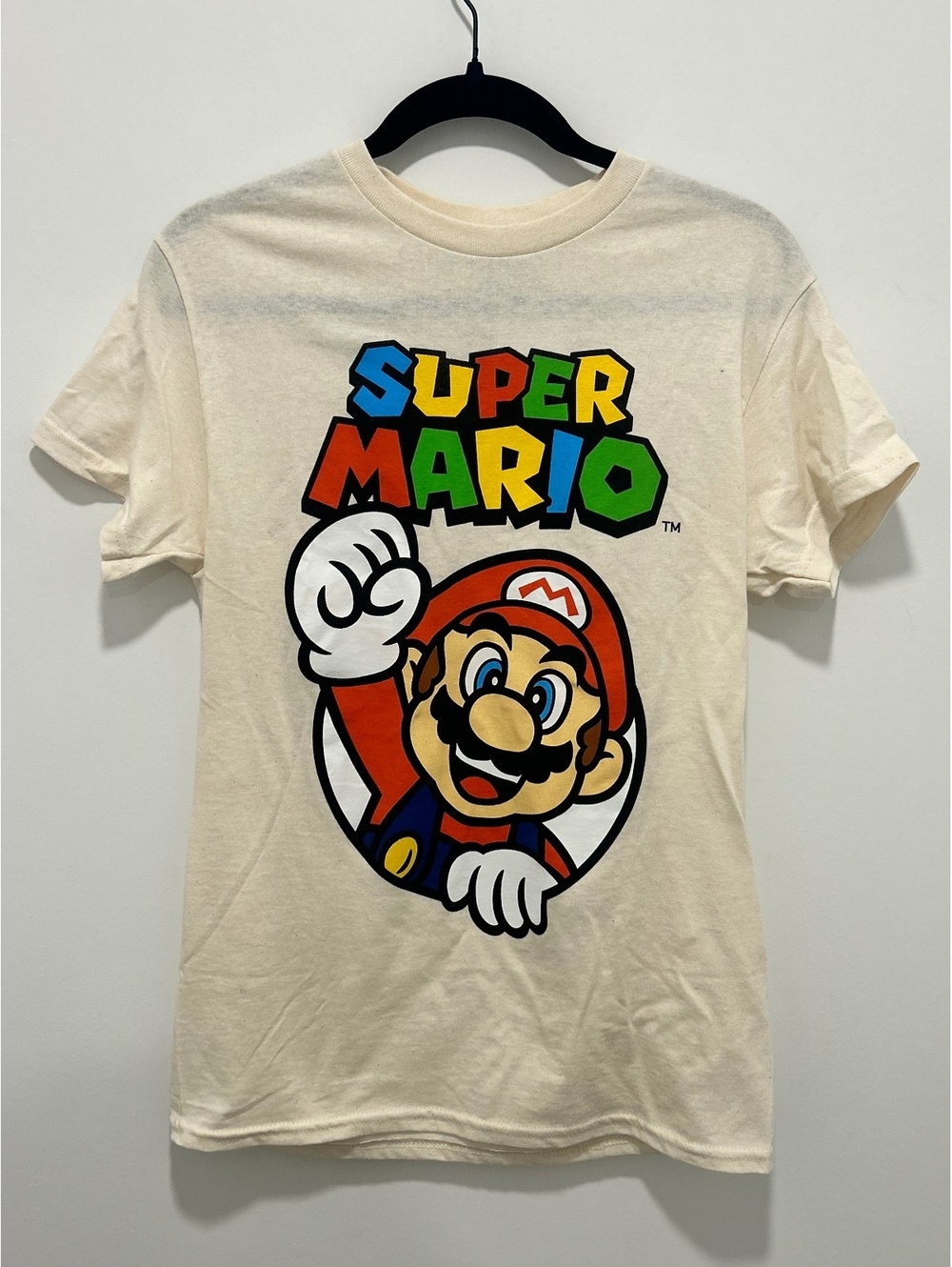 Super Mario Graphic T-Shirt with Tag, Cream Color, Size M